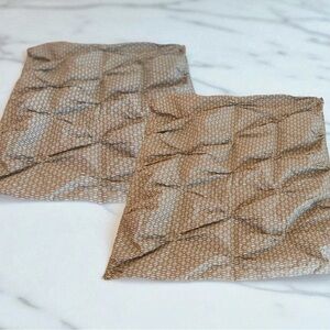 West Elm Green Organic Cotton Gray Geometric Pintuck Euro Shams 2 Pc Set